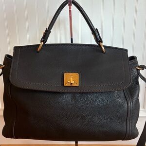 MCM black pebbles Leather Crossbody Handbag shoulder bag tote gold tone munchen